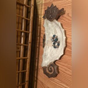 Sea Horse Trinket Tray, brown & cream tone, has weight to it